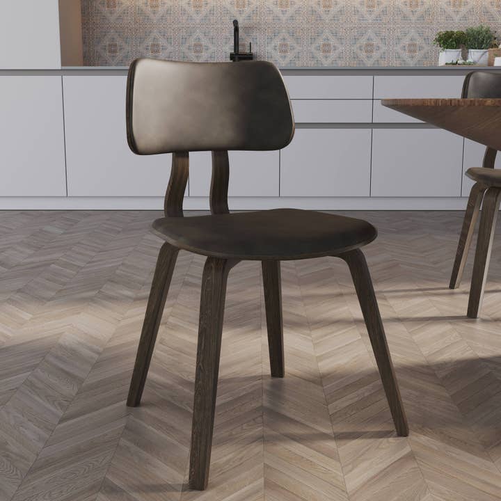Clivo moderne træspisestol med mørk valnødsramme for engroshandel hos LeisureMod