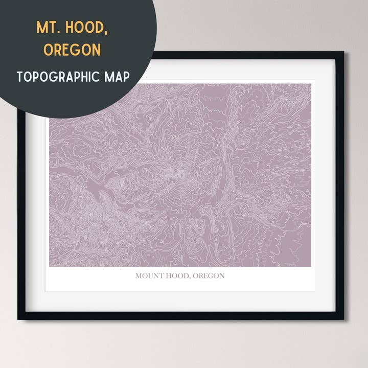 Mount Hood, Oregon, stampa mappa topografica | 26 colori per la vendita all'ingrosso da parte di Map Maiden