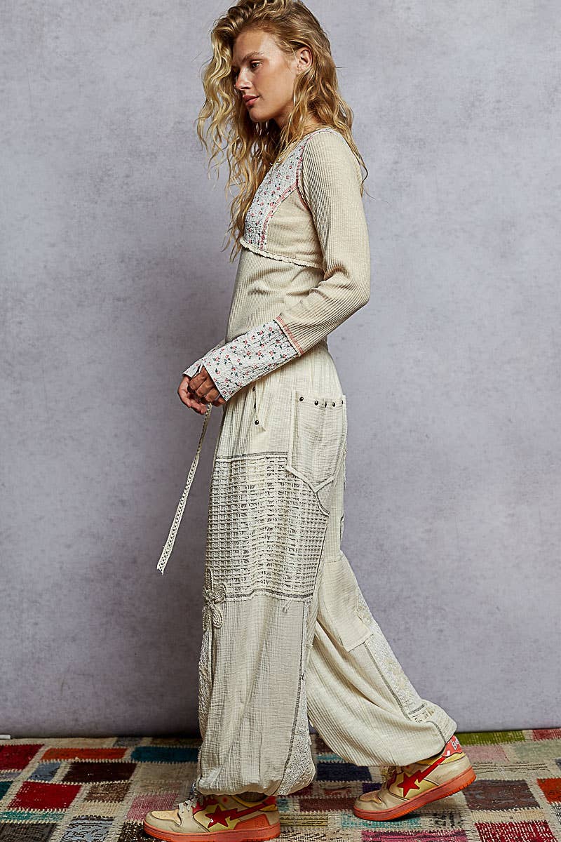 Pol Clothing - Wholesale Pants - Women's - Solid pattern patch detail rib knit jogger pants8