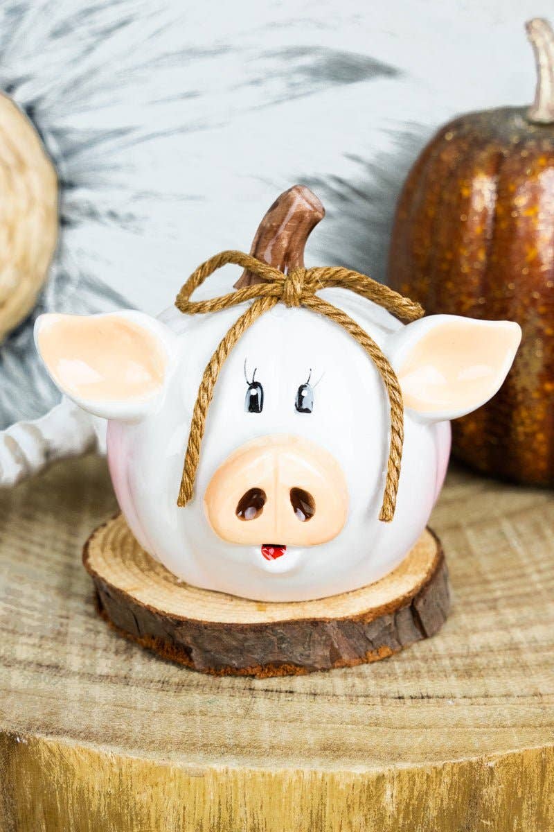 Wholesale Accessory Market - Wholesale Decorative Tabletop Object - 3.5 x 4 Country Pig Ceramic Pumpkin0