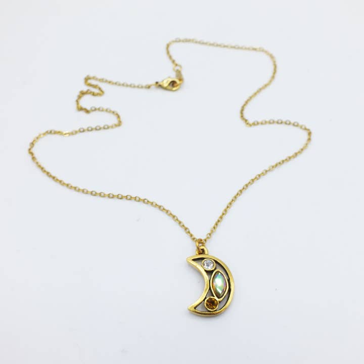 Lille Crystal Moon halskæde for engroshandel hos Fizz