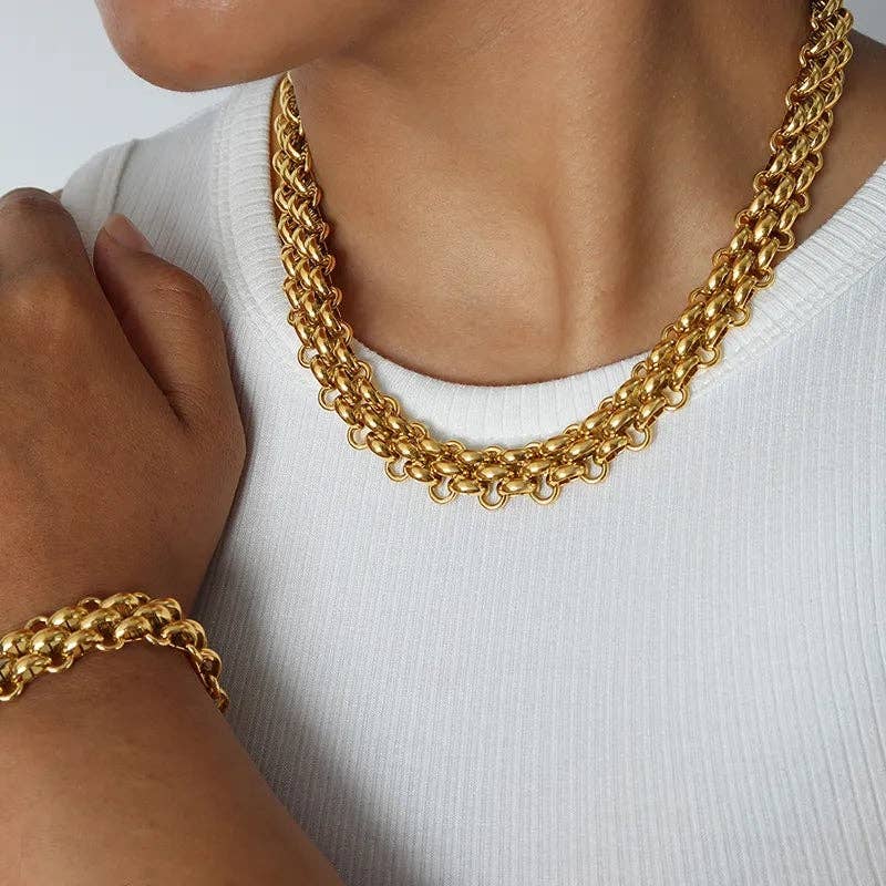 Misgraceful – wholesale Link & chain necklace – Chunky Vintage Chain Necklace - Gold or Silver0