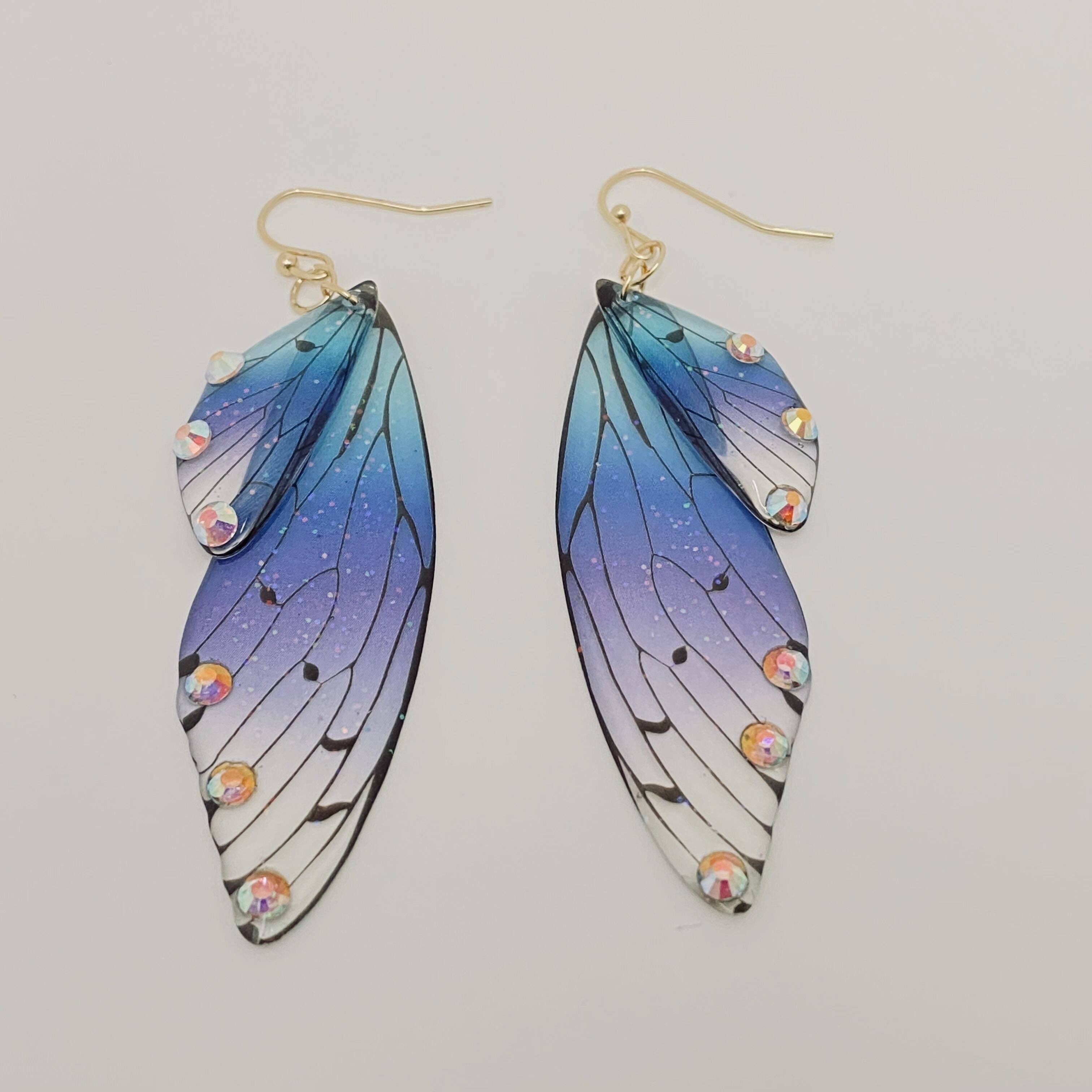 Mio Queena – wholesale Dangle earrings – Gradient Cicada Wings Butterfly Wings Earrings1