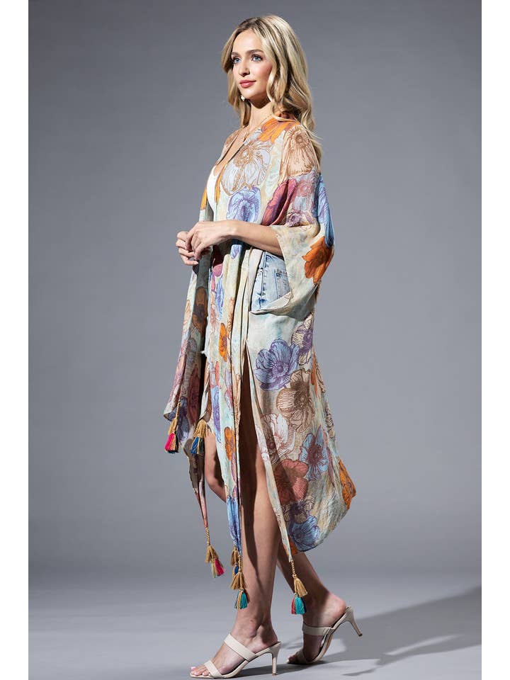 BLOEIEND VELD Blooming Field kimono met klosjes voor groothandel op Faire6