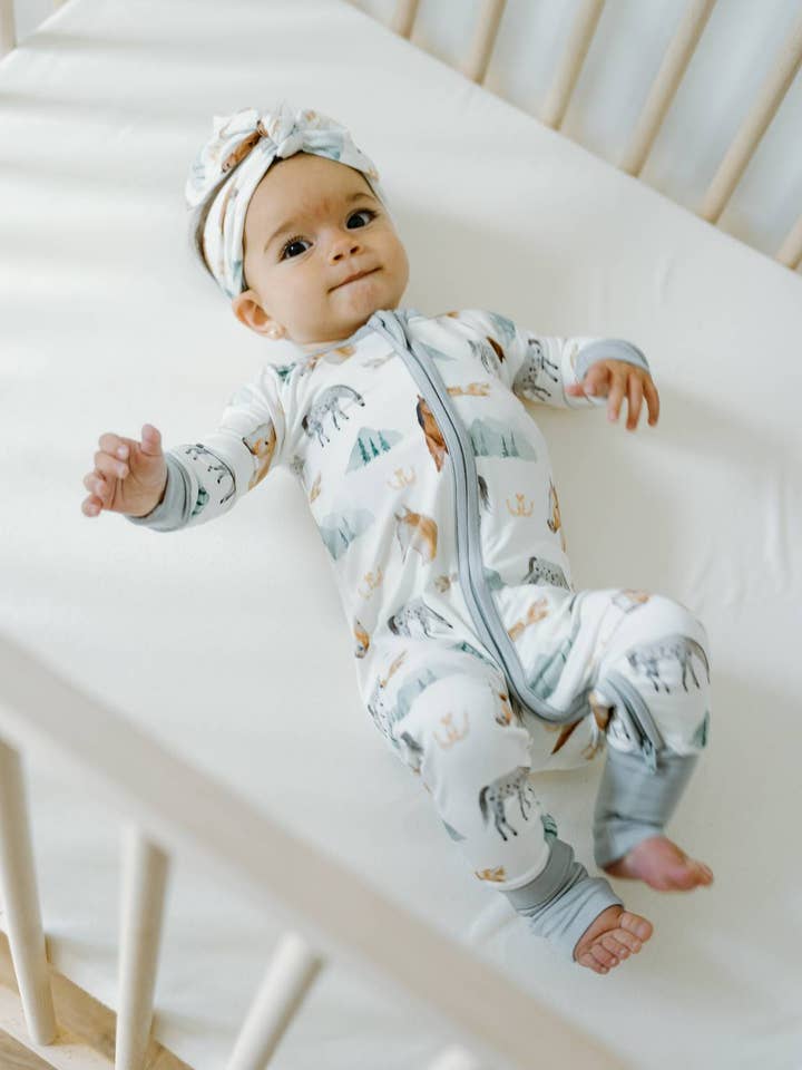 Sleeper with Fold-over Cuffs- Mountain Trails for wholesale by Peaks & Valleys Baby