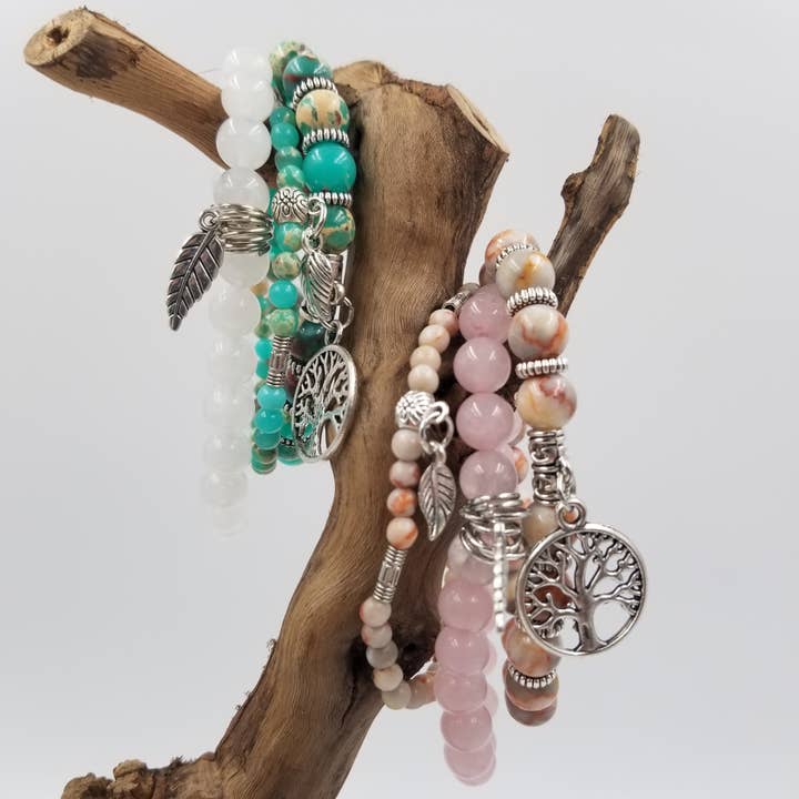Boho Natural Stone Bead Multilayer Bracelet Set for wholesale by CHAKRA JEWELRY