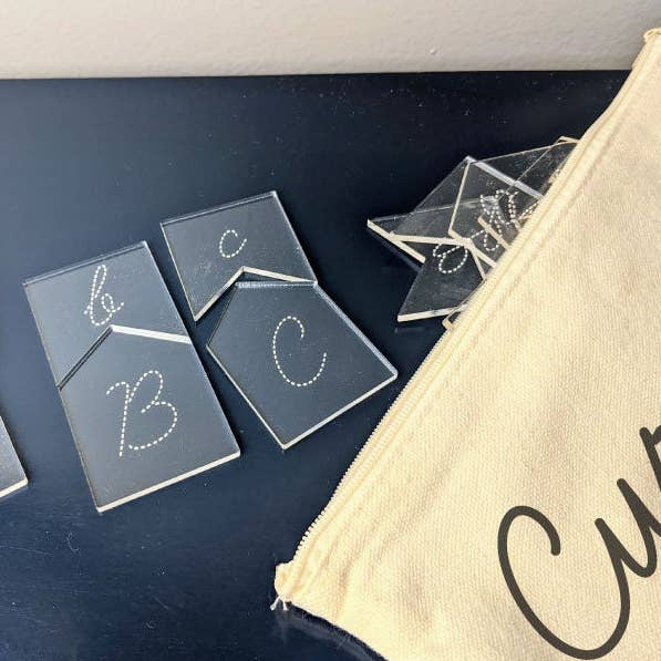Cursive Laser Cut Flashcards | Acrylic | Practice Cursive for wholesale by lou+teak