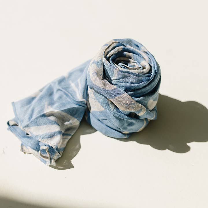Erum Khalili - Wholesale Hijab - Women's - Bamboo Printed Modal Hijab - Garden Florals Blue