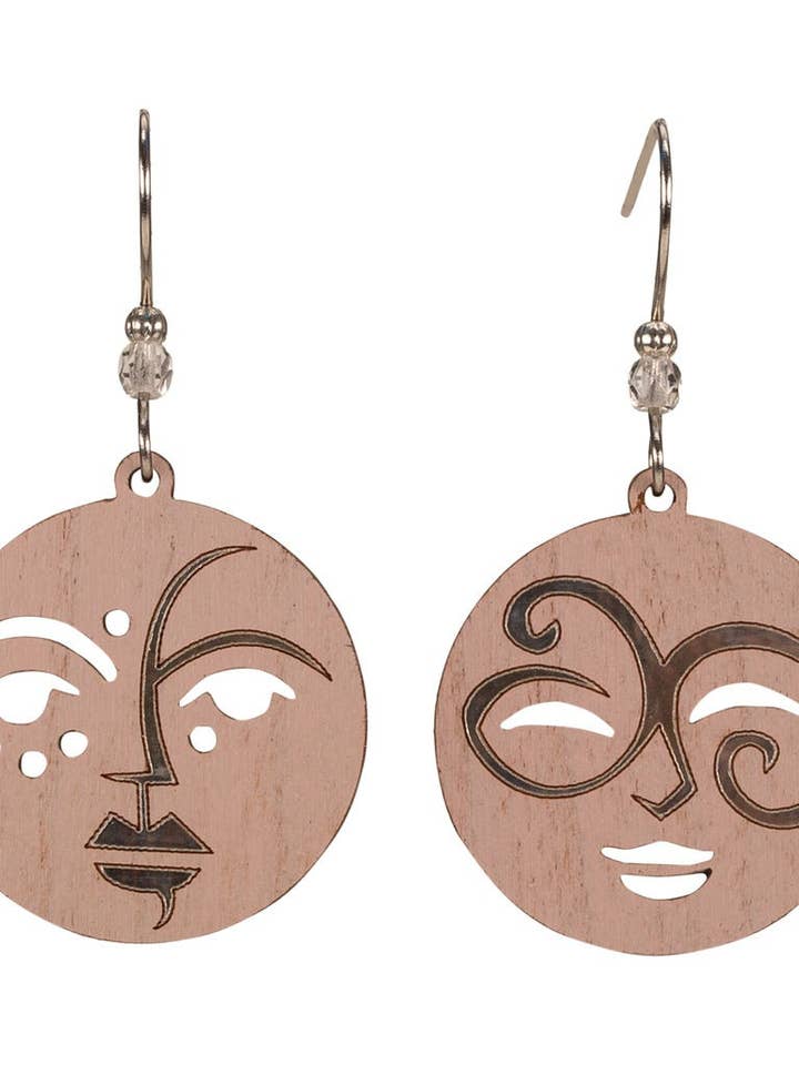 Faces Blooms Earring with Silver Foil on Surgical Steel for wholesale by Woodcutts Inc.