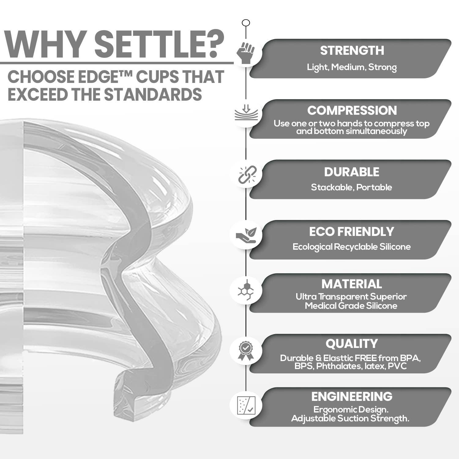 Lure Essentials - Vente Sets de ventouses pour le corps - Ensemble de ventouses EDGE™ transparentes, 8 pièces (2 grandes, 2 moyennes, 4 petites)3