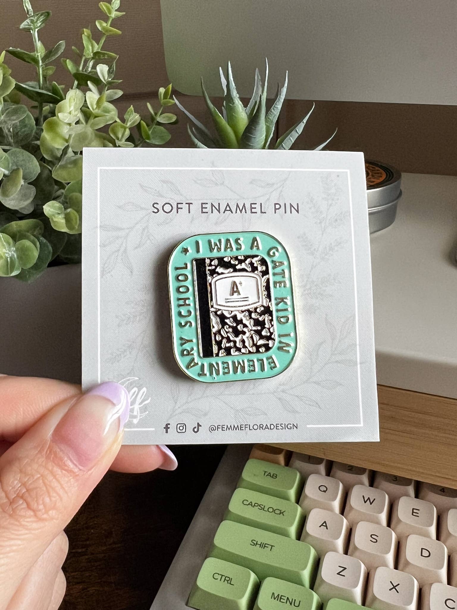 Femme Flora Design - Wholesale Lapel Pin/Button - I Was A GATE Kid In Elementary School Cute, Pastel Soft Enam