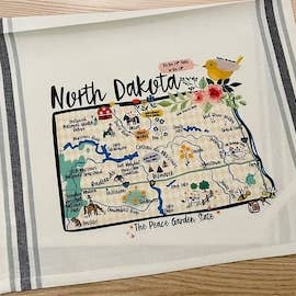 North Dakota Striped Cotton Tea Towel for wholesale by Gooseberry Designs