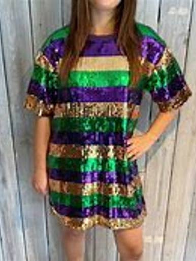 Mardi Gras Sequin Shirt Dress for wholesale by SJ NOLA LLC