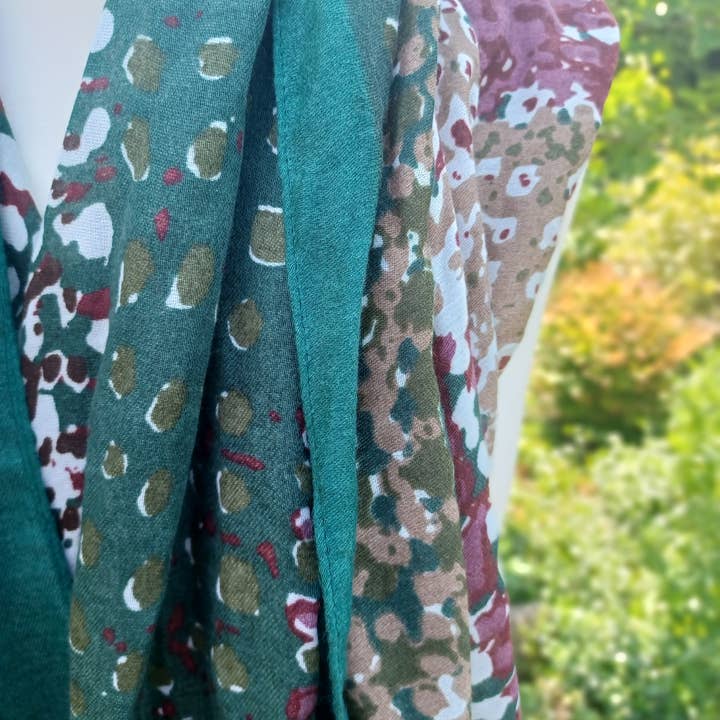 perleperle – Engroshandel Tørklæde - Dame – Tørklæder/ sjal af viskose og bomuld, bordeauxgrøn2