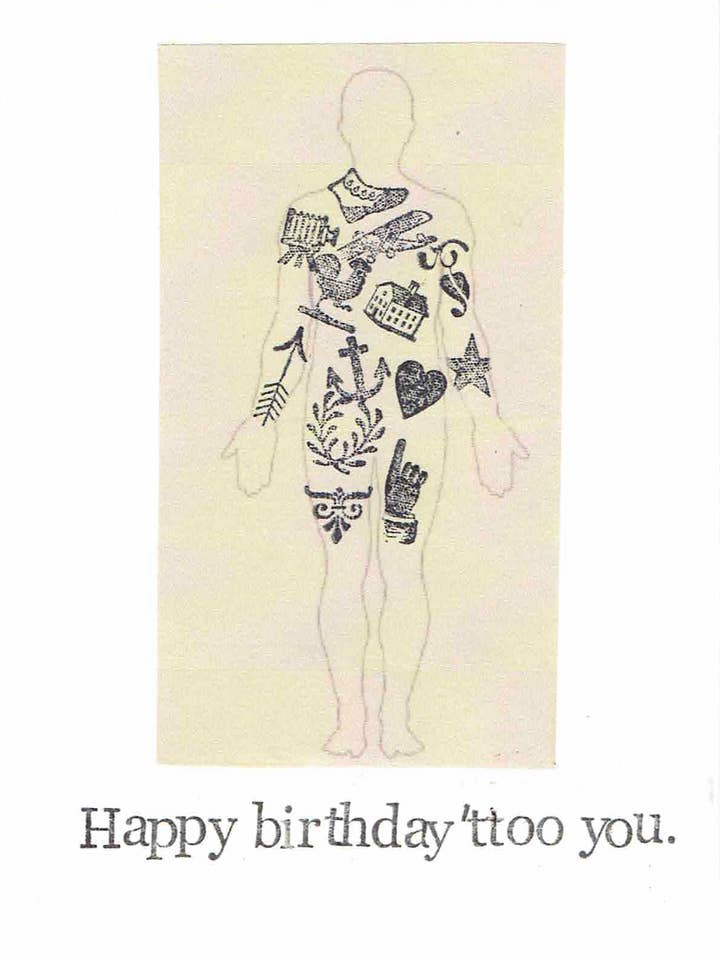 Happy Birthday Ttoo You Funny Birthday Card | Weird Vintage Tattoo Humor (Copy) for wholesale by BlueSpecsStudio