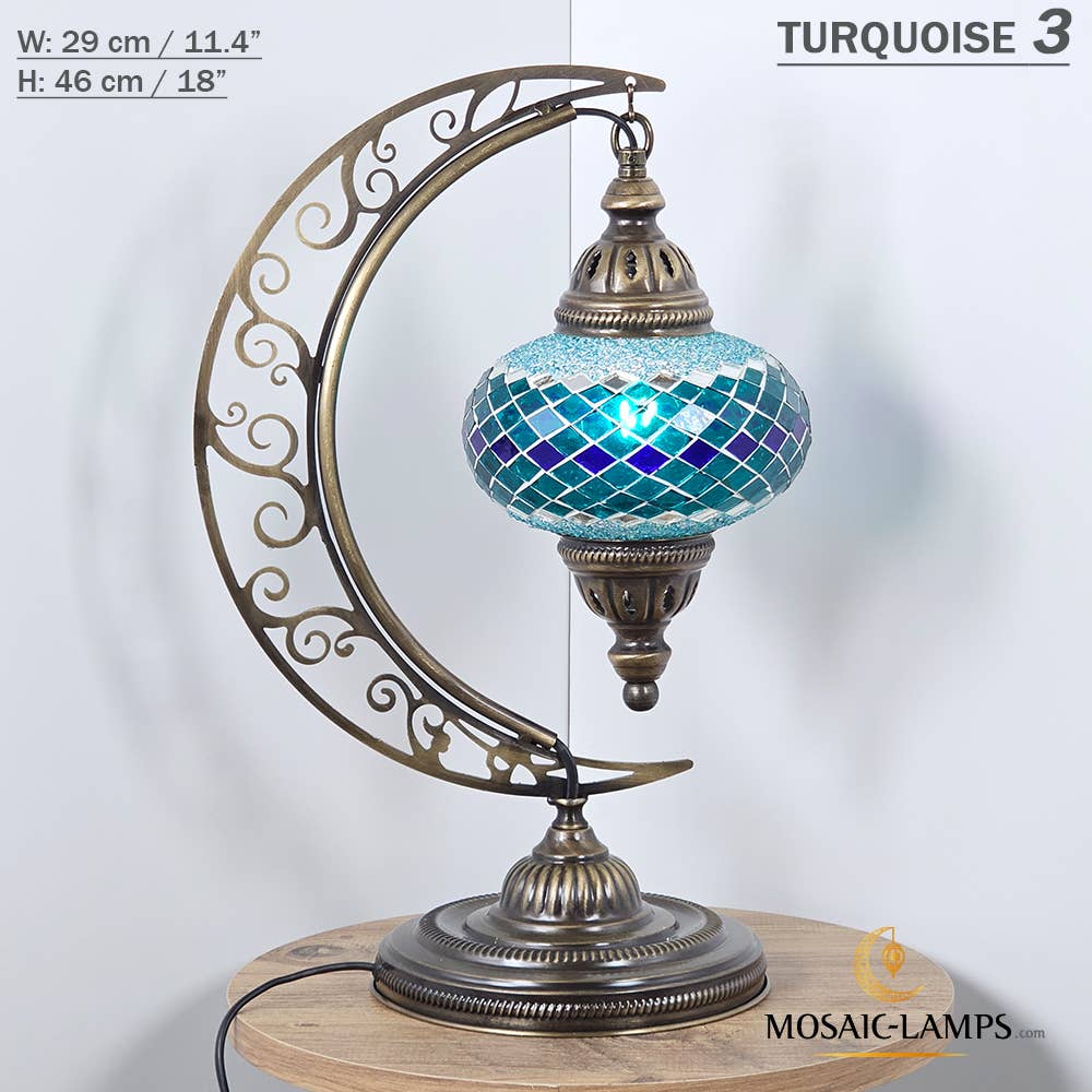 Mosaic Lamps - Wholesale Accent/Desk Lamp - 10+ Colors - Moroccan Moon Table Lamp, Arc, Murano Crescent74