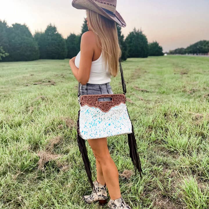 Boho Ranch Shop - Wholesale Crossbody Bag - Women's - The Maggie - Hand Tooled Leather Cowhide Crossbody Purse Bag13