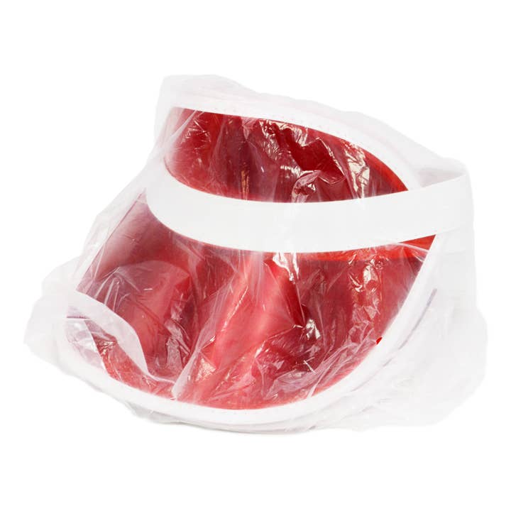 Cap Zone - Wholesale Visor - Women's - Vibrant Translucent Plastic White PVC Trim Elastic Visor
