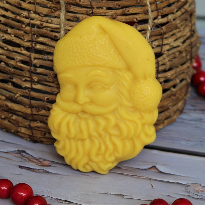 Santa Claus Beeswax Handmade Ornament for wholesale by Happy Honey Bee Co.