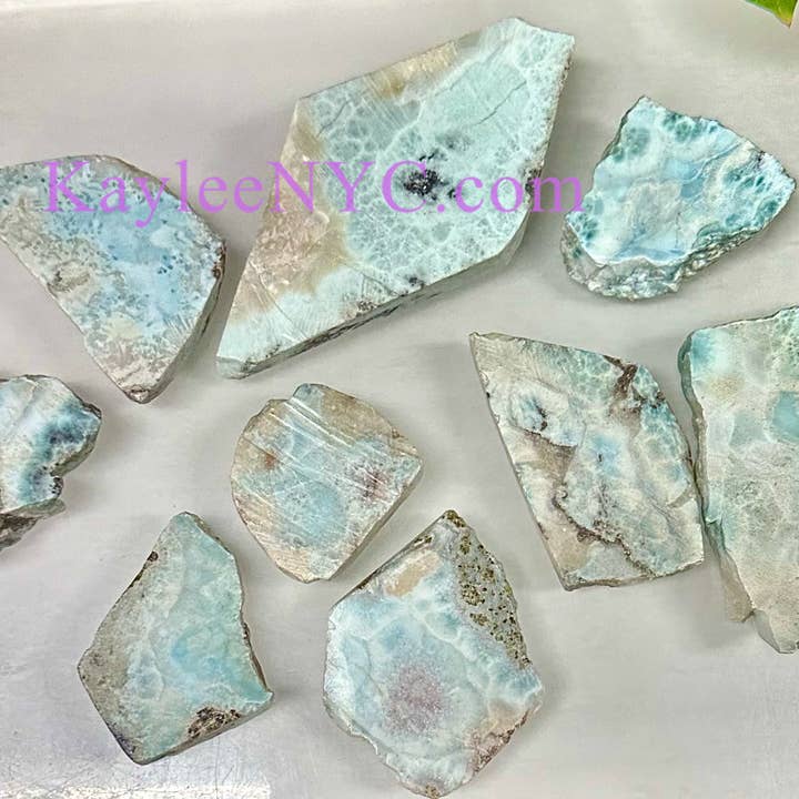 KayleeNYC - Wholesale Spiritual Stone/Crystal - Wholesale Lot 1 lb Natural Larimar Slabs Crystal Healing Ene2