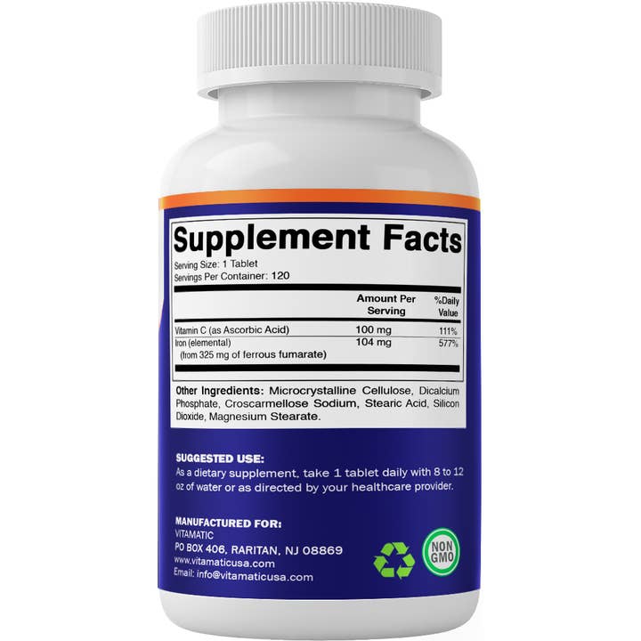 Vitamatic – wholesale Oral supplement/vitamin – Vitamatic Ferrous Fumarate 325 mg + Vit C 100 mg -120 tablet8