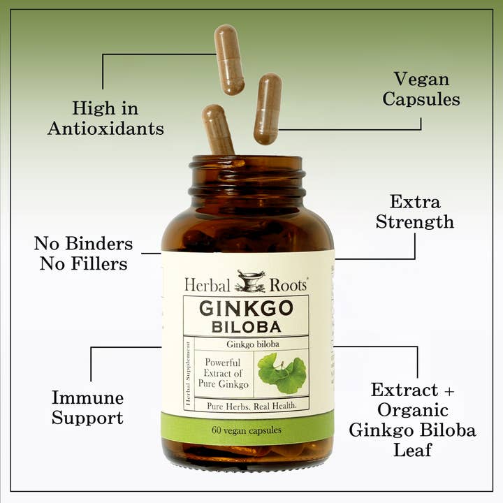 Herbal Roots - Wholesale Oral Supplement/Vitamin - Herbal Roots Organic Ginkgo Biloba Capsules2