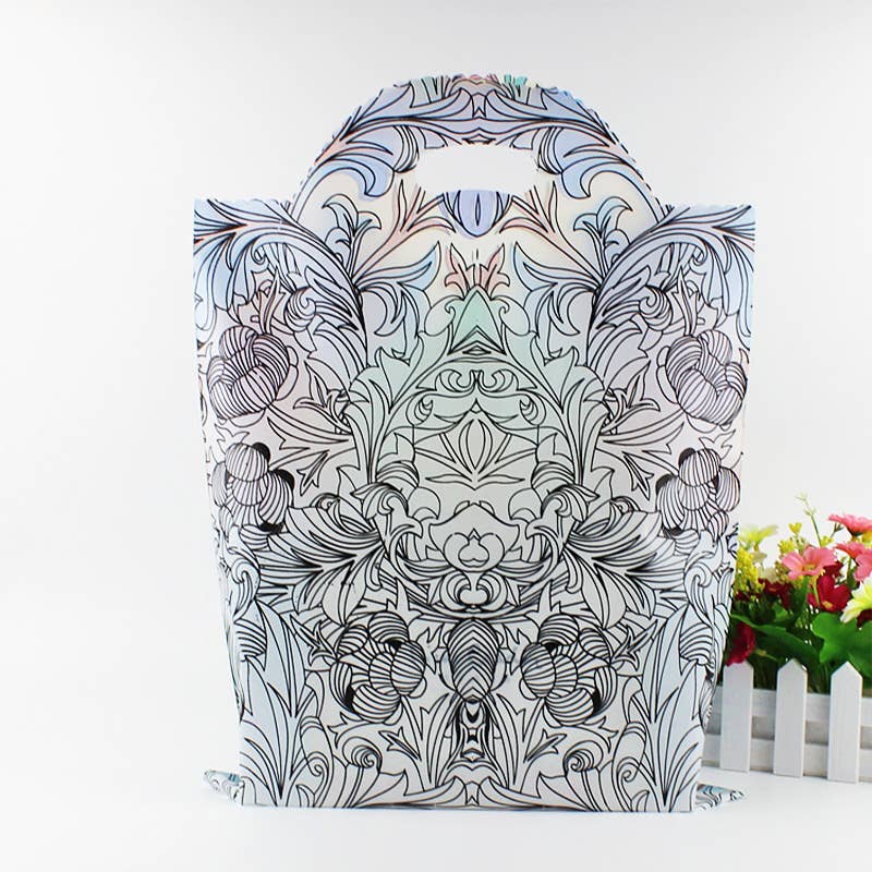 ByHome – Engroshandel Gavepose – 50 stk., farvet glas mønster blomster linjekunst PVC gavepose5