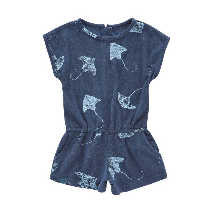 Pelele de felpa - Azul marino con estampado de rayas para venta al por mayor de OMAMImini