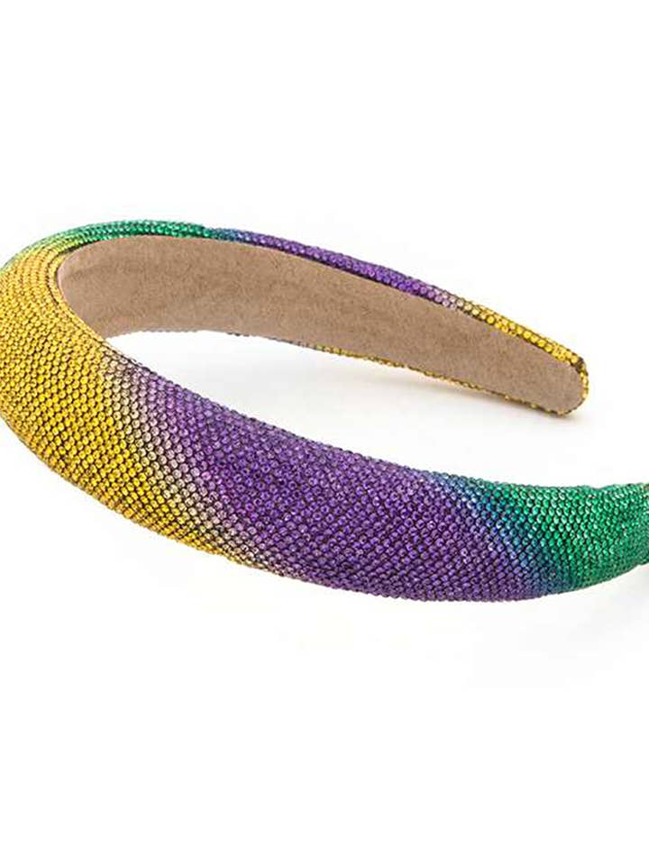 Mardi Gras Color Rhinestone Iconic Headband for wholesale by Artini Accessories