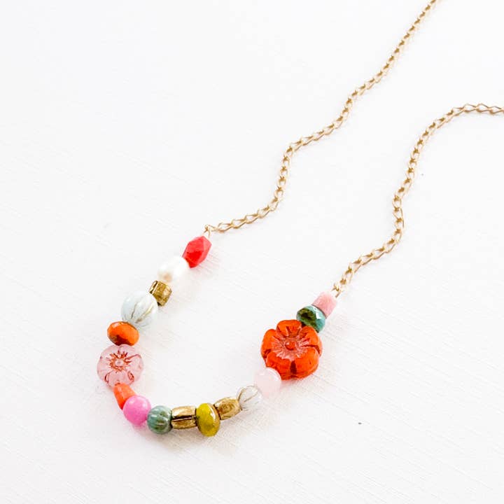 Nest Pretty Things - Wholesale Beaded/Pearl Necklace - Dainty Pearl Flower and Recycled Bead Necklace 10