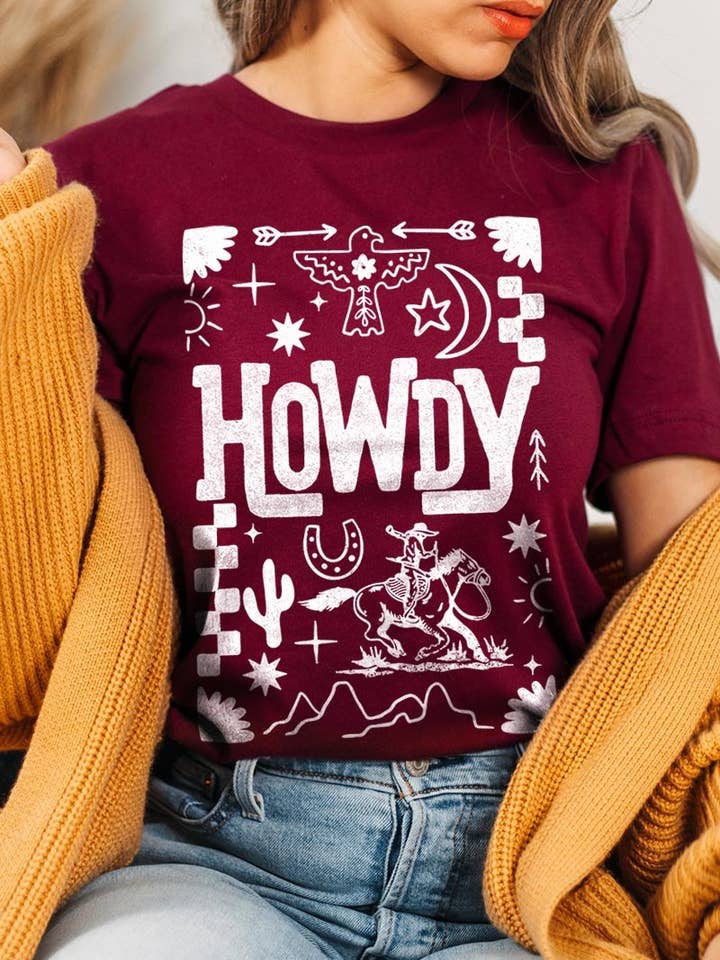 Howdy Cowboy Graphic Plus Tee for wholesale by COLORBEAR