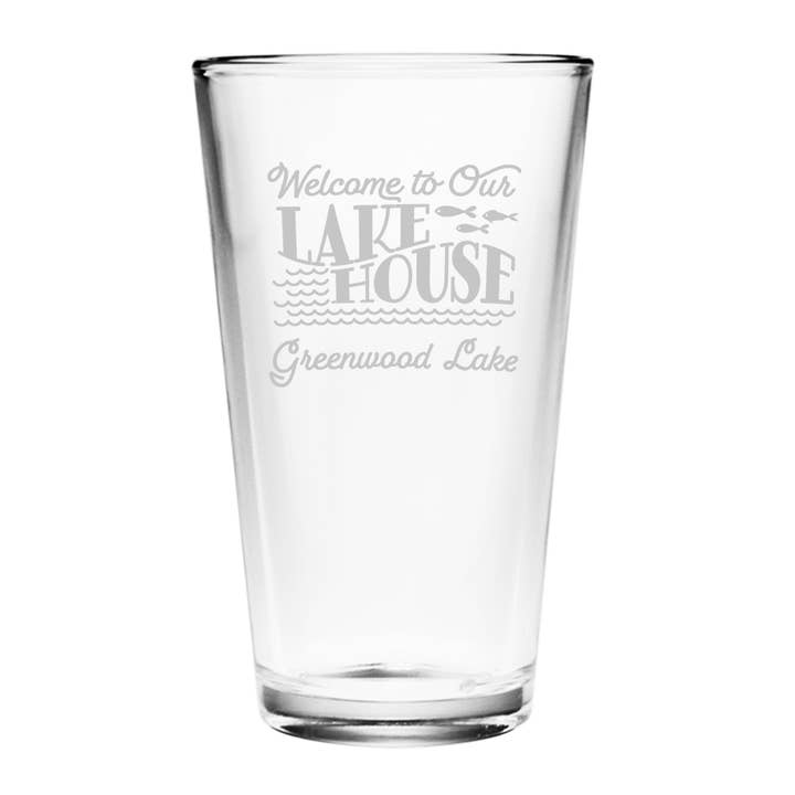 Verre à bière personnalisable "Bienvenue dans notre maison au bord du lac" pour la vente par Susquehanna Glass Company