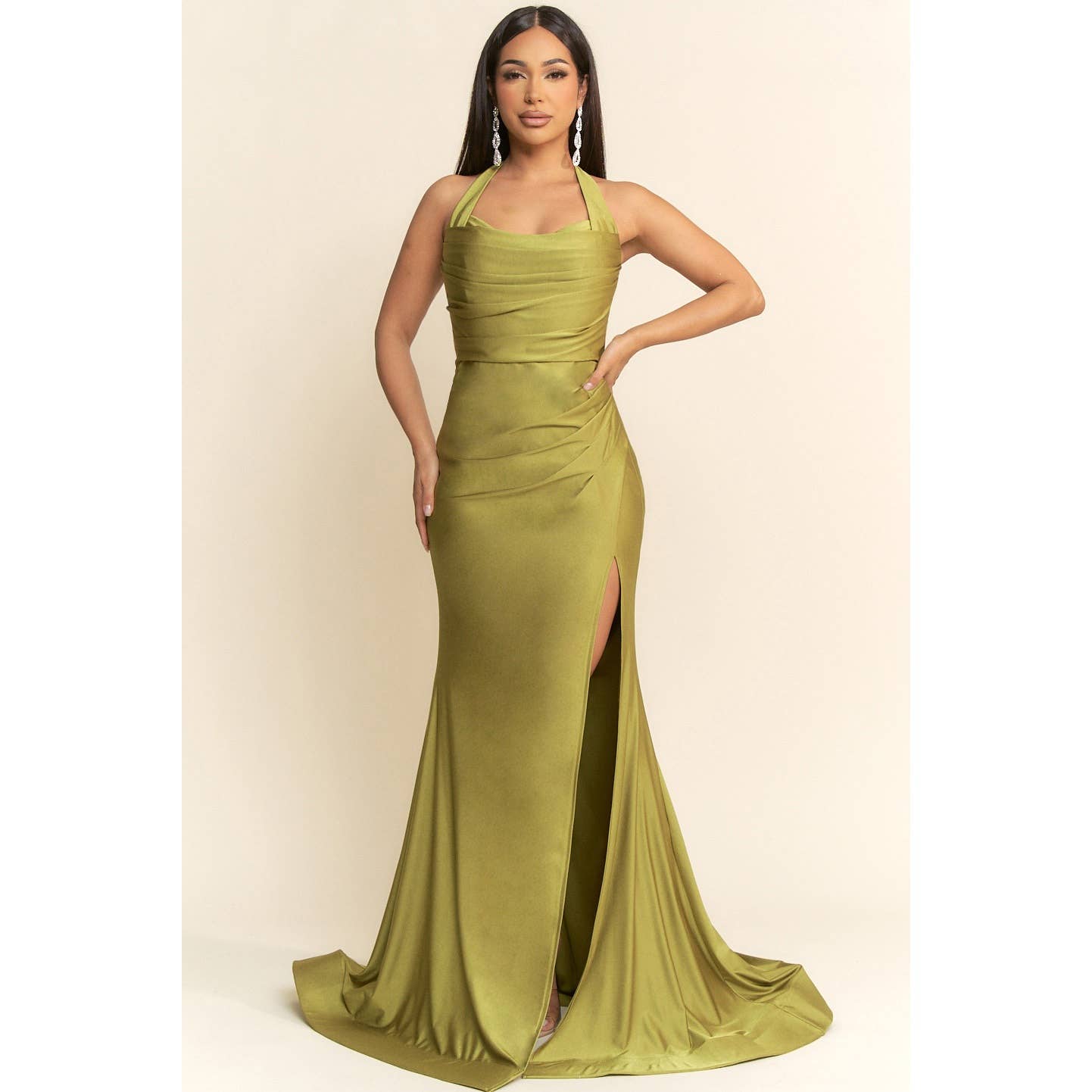 Maniju - Vendita all'ingrosso Vestito - Donna - Scollo a barchetta con dettaglio arricciato Maxi MF226087