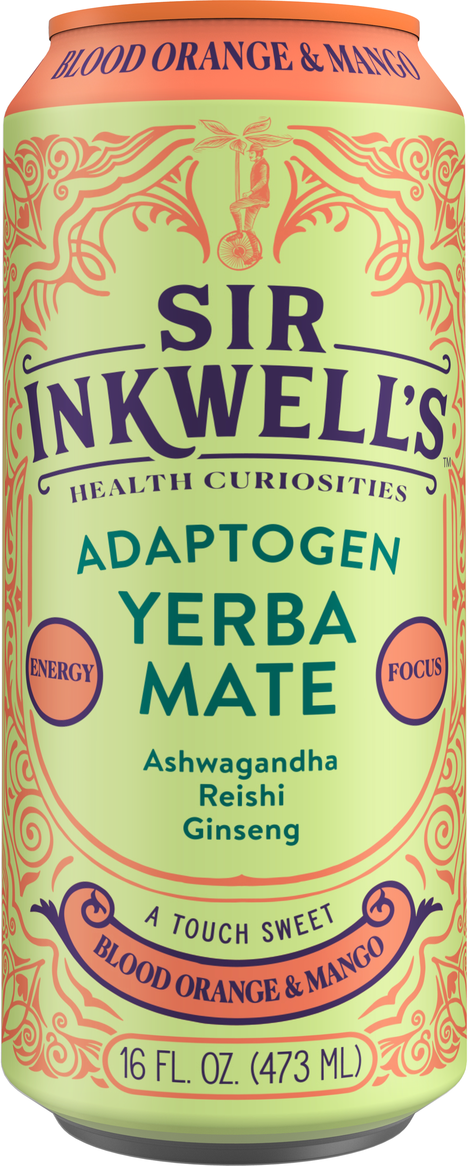 Sir Inkwell's Health Curiosities - Wholesale Health/Detox Tea - Adaptogen Infused Blood Orange & Mango Yerba Mate (12 Cans)5