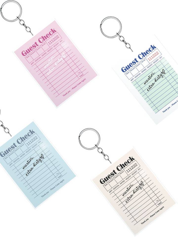 Martini, Extra Dirty Guest Check Trendy Key Chain for wholesale by 1st Allie