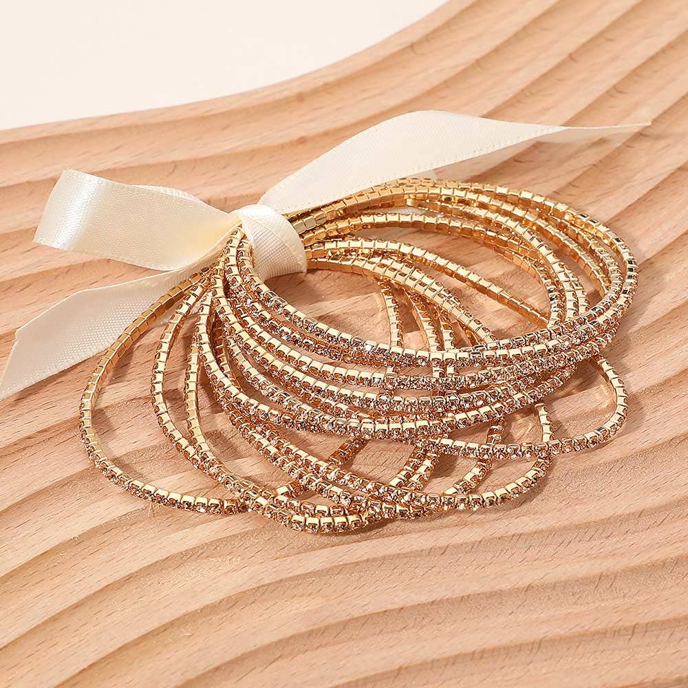 Sensibling Corp. – Großhandel Schmucksets – 12 Stück - Band Schlank Strass Stretch Mehrschichtiges Armband15