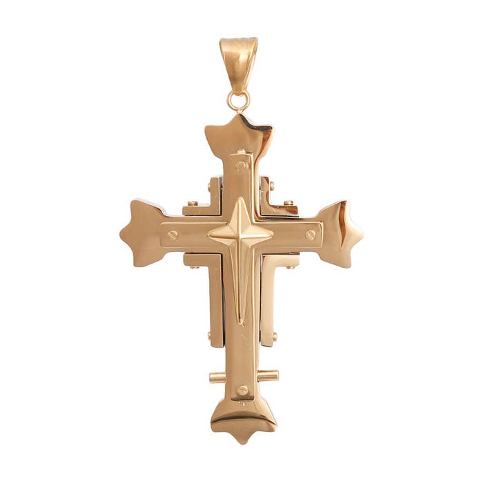 Pendentif croix en acier inoxydable doré pour la vente par PinktownUSA