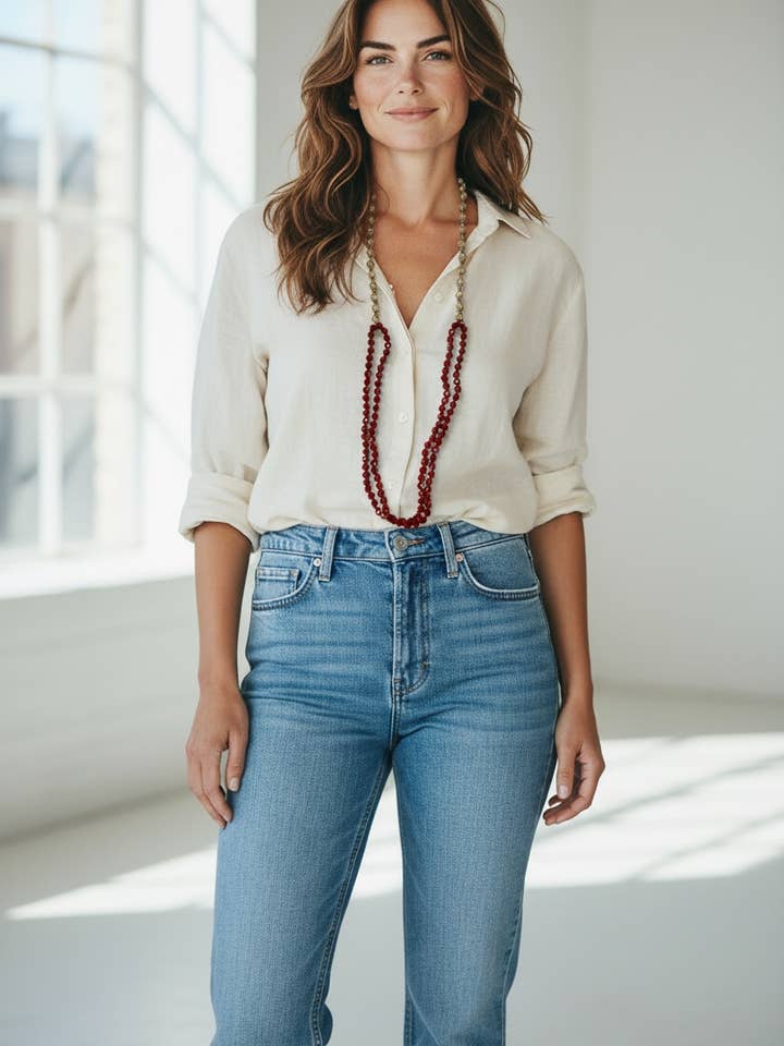 Colar de transição de 34" "Wear me anywhere" em vermelho profundo por atacado de Ava Capri