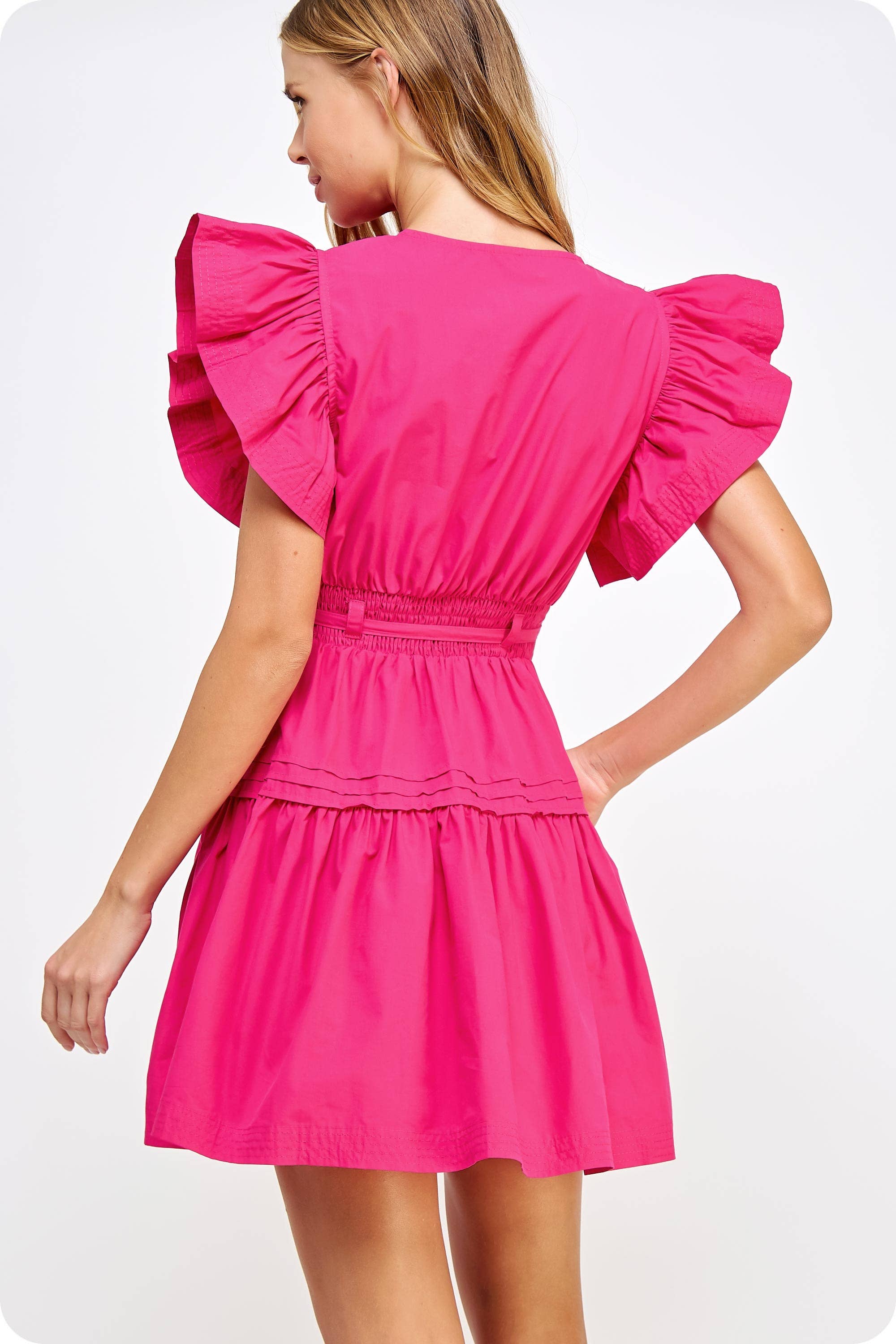 Strut & Bolt - Wholesale Dress - Women's - Flutter Sleeve Poplin Mini Dress14