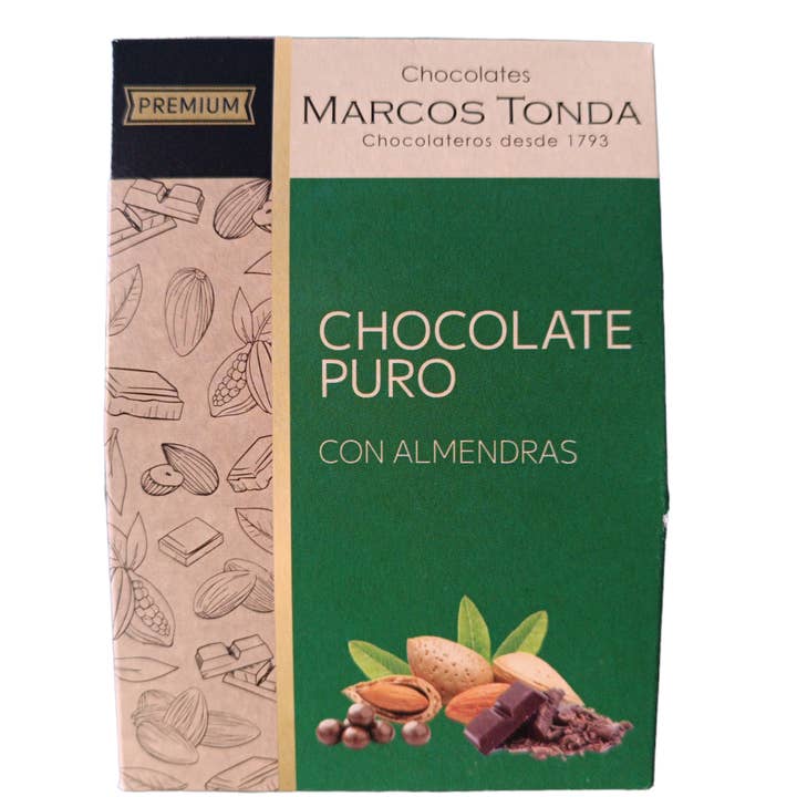 Pure Chocolate with Almonds 100G – Braille Packaging for wholesale by Chocolates Marcos Tonda