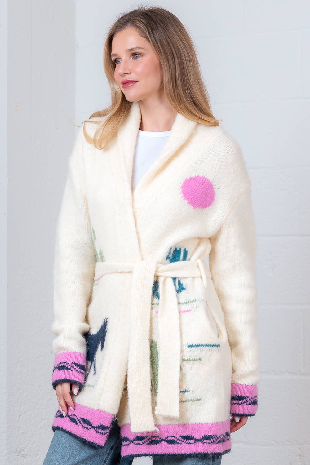 CRÈME PEIGNOIR DE CHEVAL HWJ65031T-RELAX FIT AVEC CEINTURE  en vente sur Faire2