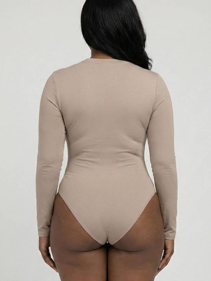 CAPELLA APPAREL - Wholesale Bodysuit - Women's - Plus Solid Long Sleeve Round Neck Bodysuit11