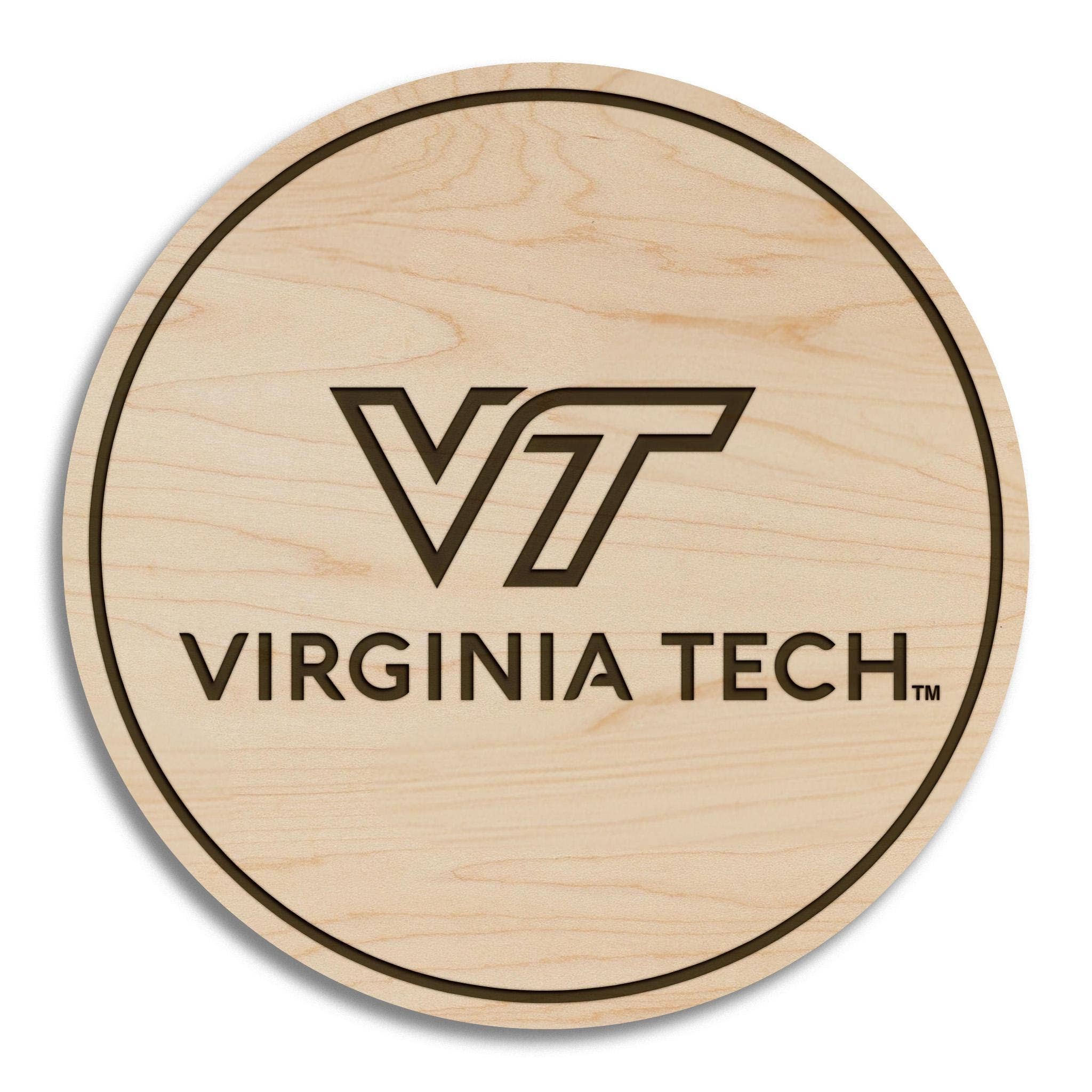 LazerEdge - Wholesale Coasters - Virginia Tech University Academic Mark Coaster – Crafted from Cherry or Maple Wood – Virginia Tech Hokies1