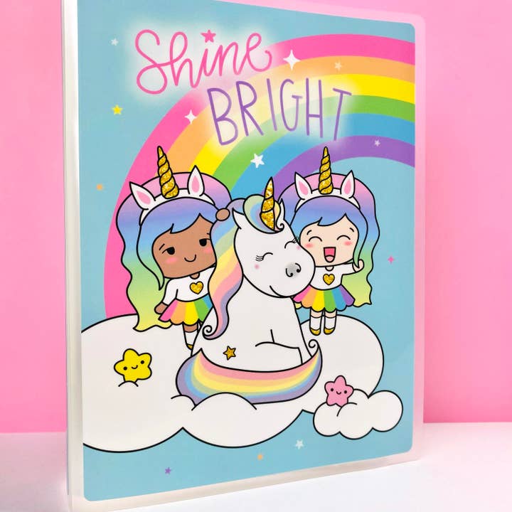 Album d'autocollants pour planificateur 5,5" x 7,75" Shine Bright Luna & Star la Licorne pour la vente par Shine Sticker Studio