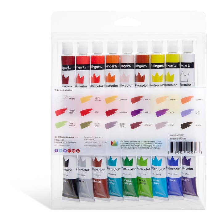 KINGART – wholesale Watercolour paint – Watercolor Paint 18 Colors1