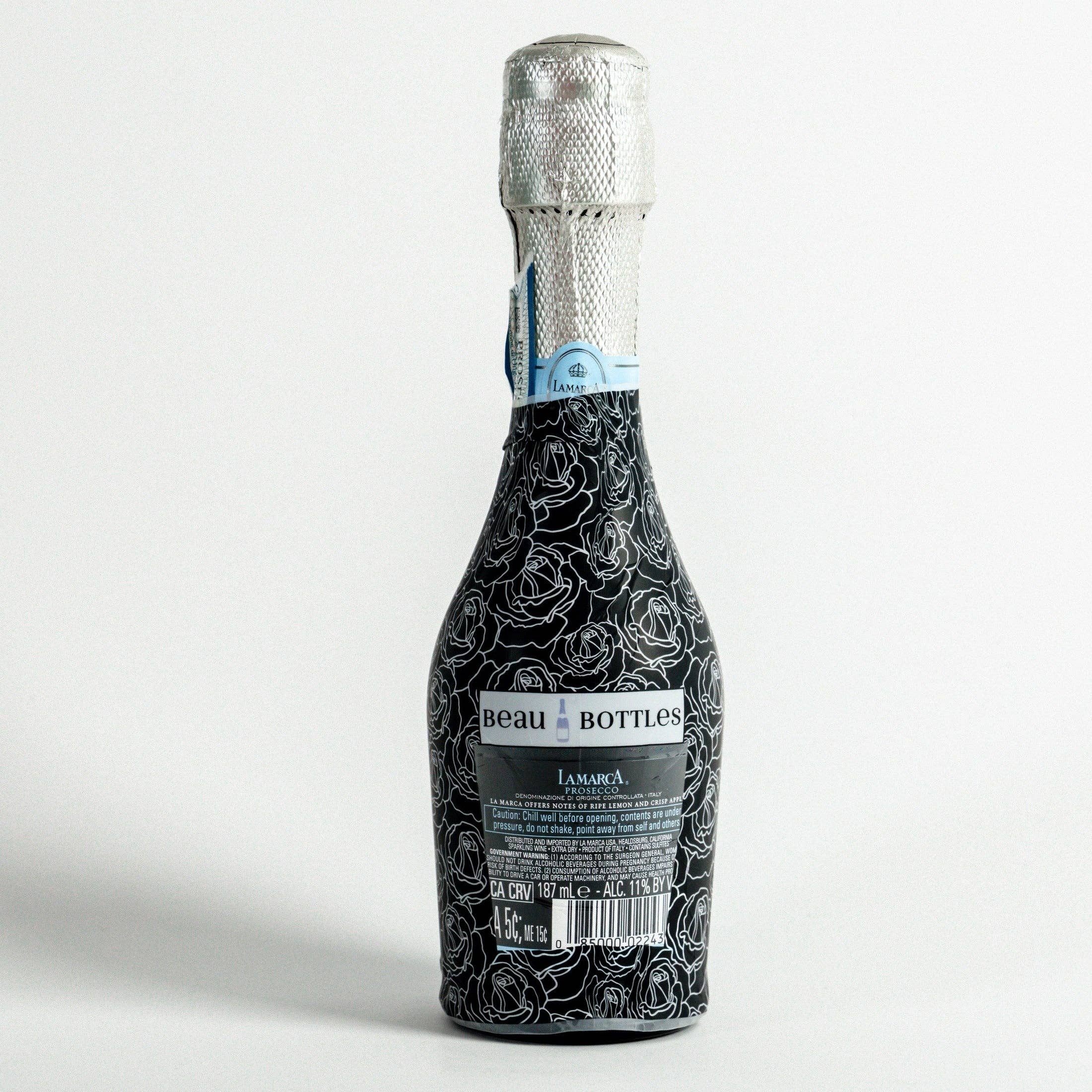 Beau Bottles - Wholesale Wine Gift Bag - Beau Bottles Black and White Roses - MINI Prosecco Collection - Six Pack3