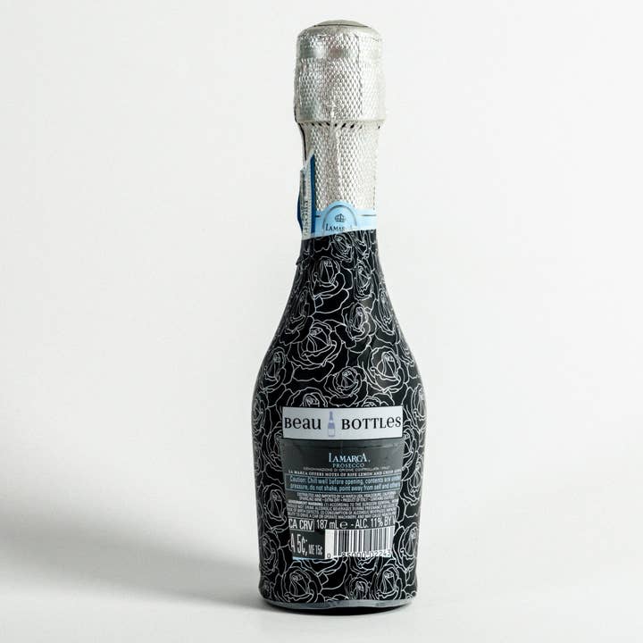 Beau Bottles - Wholesale Wine Gift Bag - Beau Bottles Black and White Roses - MINI Prosecco Collection - Six Pack3