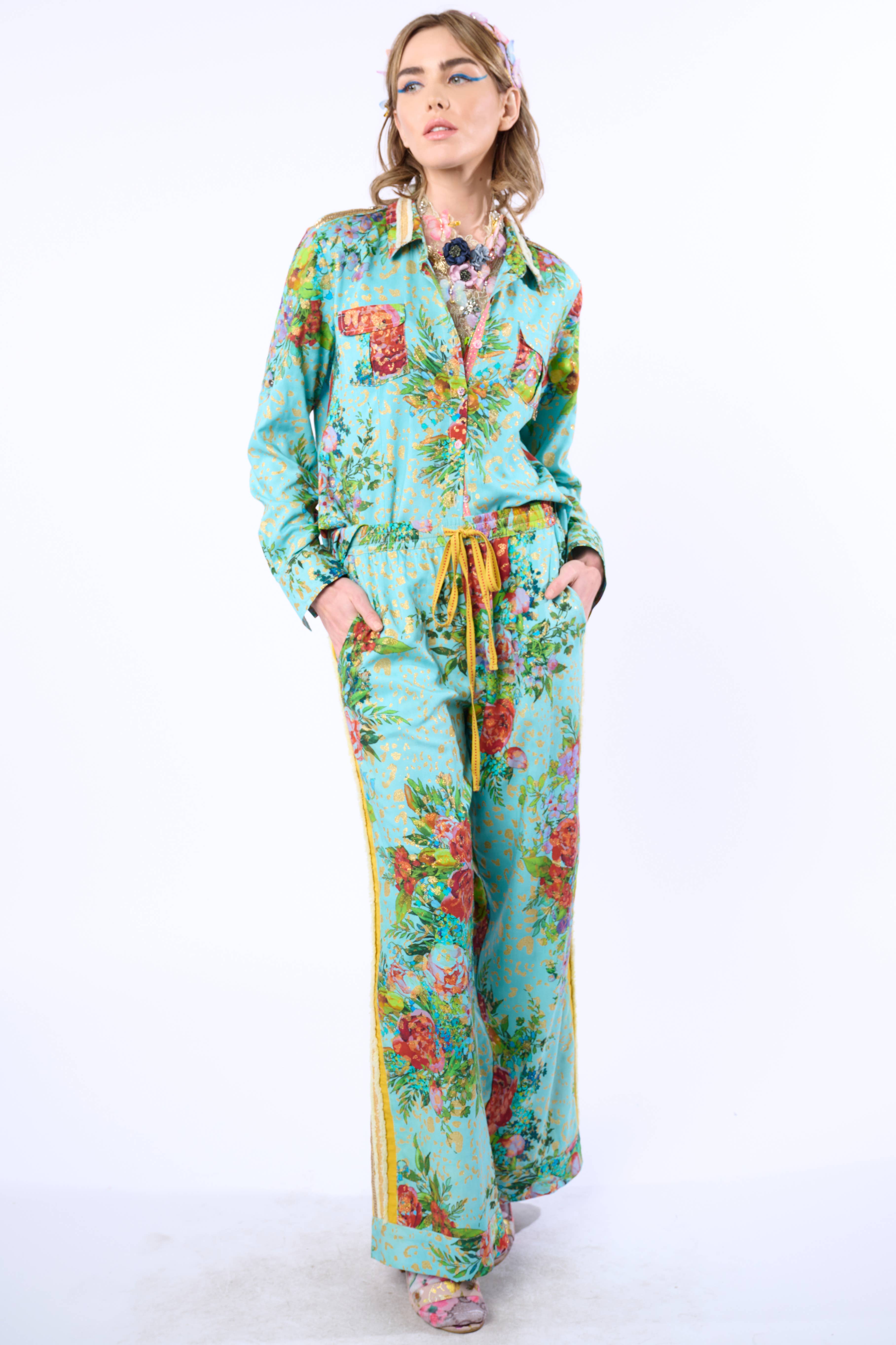 Imprimé Aqua Pantalon Cordelia en vente sur Faire2