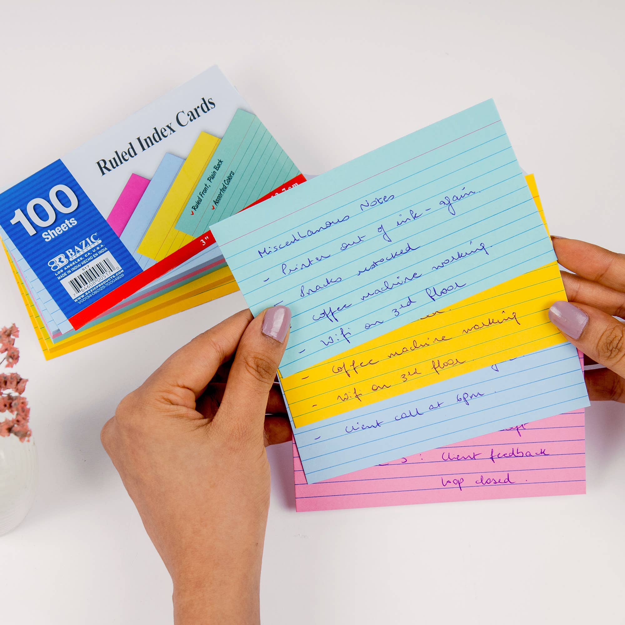 BAZIC Products - Wholesale Notepad - Ruled Colored Index Card 3" X 5" 100 Ct.6