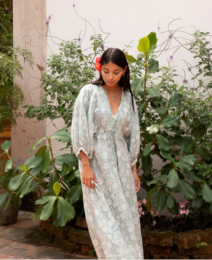 The Fox and The Mermaid - Wholesale Dress - Women's - Block Printed Drawstring Cotton Dress (Indra)4